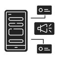 Notification configuration color line icon. Adding push notification settings. UI UX GUI design element Royalty Free Stock Photo