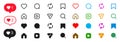 Notification icon set including symbols of home, like, comment, search, repost, reply, red speech bubble, share and save, social Royalty Free Stock Photo