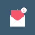 Notification icon speech bubble in open letter Royalty Free Stock Photo