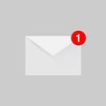 Notification icon speech bubble in open letter. concept of ui, red empty space, mailbox, check list, writing, incoming, send data Royalty Free Stock Photo