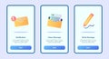 Notification inbox message write message for mobile apps template banner page UI with three variations modern flat color