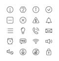 Notification and information linear icons set