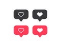 Notification like icon. Heart and buble symbol. Sign social love messege vector