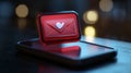 Notification of a love message on a smartphone at night with glowing ambiance  AI generated Royalty Free Stock Photo