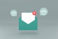 Notification message document icon bubble symbol with social communication email reminder notice Royalty Free Stock Photo