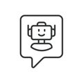 Notification from robot, icon in line design. Notification, robot, alert, message, signal, communication, technology on