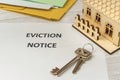 Notification of seizure of a house. Handing over the keys to the house. Lack of payment to financial institution. Real estate Royalty Free Stock Photo