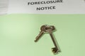 Notification of seizure of a house. Handing over the keys to the house. Lack of payment to financial institution. Real estate Royalty Free Stock Photo