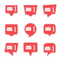 Set of nine notifications in social media with message Royalty Free Stock Photo