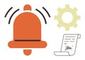 Notification Settings Concept with Bell, Gear, and Signed Document Representing Alerts and Automation Royalty Free Stock Photo