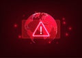 Notification technology World alert symbol with connecting lines background Showing the theft of global technology data