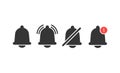 Notifications bell icons set with bell and different elements. For incoming inbox message. Modern vector illustration Royalty Free Stock Photo