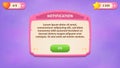 Notifications. GUI Kit casual assets for a game mobile, a set of user interface elements and pop-ups for the game interface