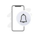 notifications or ringing sounds vector icon, grey bell symbol on smartphone, reminder alarm sign