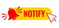 Notify me web button on white background Royalty Free Stock Photo