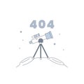 Noting found with telescope at space monitoring planet galaxy star for 404 error message empty state illustration element