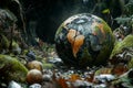 The notion of a planet polluted with plastic waste and the contamination of the earth's environment with trash Royalty Free Stock Photo