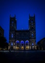 Notre Dame Basilica at night Royalty Free Stock Photo