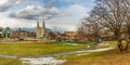 Notre-Dame Cathedral Basilica, Rideau Canal, Parliament area buildings. Core of Ottawa, Ontario, Canada. Royalty Free Stock Photo