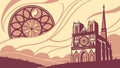 Notre Dame Cathedral in Golden Light, vector design Generative AI Royalty Free Stock Photo