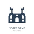 notre dame cathedral icon in trendy design style. notre dame cathedral icon isolated on white background. notre dame cathedral