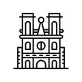 Notre Dame Cathedral icon vector isolated on white background, Notre Dame Cathedral sign , line or linear sign, element design in