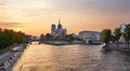 Notre Dame cathedral on Ile de la Cite in Paris, France seen from the Tournelle Bridge over River Seine. Part of Saint Louis Islan Royalty Free Stock Photo