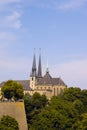 Notre-Dame Cathedral in Luxembourg with surrounding Royalty Free Stock Photo