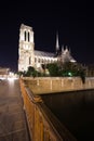 Notre Dame Cathedral at night. Paris, France Royalty Free Stock Photo