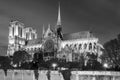 Notre Dame cathedral at night, Paris, Royalty Free Stock Photo