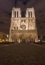 Notre Dame cathedral at night. Paris Royalty Free Stock Photo