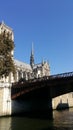 Notre Dame Cathedral, outside view from Siena River, sat down on the marge.