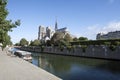 Notre Dame cathedral, Paris along the river Seine.