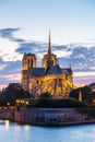 Notre Dame Cathedral Paris dusk Royalty Free Stock Photo