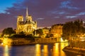 Notre Dame Cathedral Paris dusk Royalty Free Stock Photo