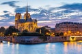 Notre Dame Cathedral Paris dusk Royalty Free Stock Photo
