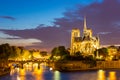 Notre Dame Cathedral Paris dusk Royalty Free Stock Photo