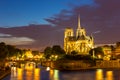 Notre Dame Cathedral Paris dusk Royalty Free Stock Photo