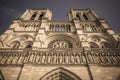 Notre Dame Cathedral, Paris, France, looking up at the two towers Royalty Free Stock Photo