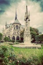 Notre Dame Cathedral in Paris, France. Square Jean XXIII. Vintage Royalty Free Stock Photo