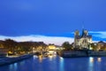 Notre Dame Cathedral in Paris at night Royalty Free Stock Photo