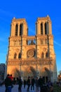 Notre Dame Cathedral in Paris and visiting tourists