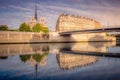Notre Dame Cathedral on Seine River at sunrise, Paris, France Royalty Free Stock Photo
