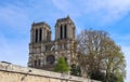 Notre Dame Cathedral in spring. Before the fire. April 05, 2019.  Paris France Royalty Free Stock Photo