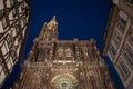 Notre Dame cathedral Strasbourg by night Royalty Free Stock Photo