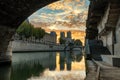 Notre Dame Cathedral at sunrise in Paris, France Royalty Free Stock Photo