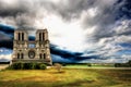 Notre Dame cathedral under storm Royalty Free Stock Photo