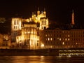 The Notre Dame de Fourviere basilica and the St. Jean cathedral, Lyon, France. Royalty Free Stock Photo