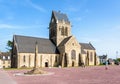 Notre-Dame-de-l\'Assomption church in Sainte-Mere-Eglise, Normandy Royalty Free Stock Photo