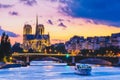 Notre Dame de Paris Cathedral and Seine River Royalty Free Stock Photo